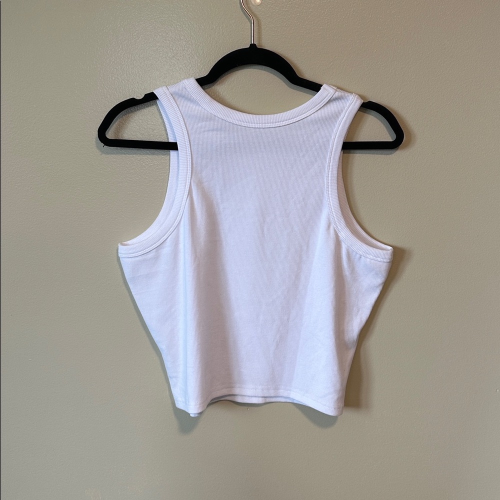 White Ribbed Cropped Tank size XL - Picture 5 of 5